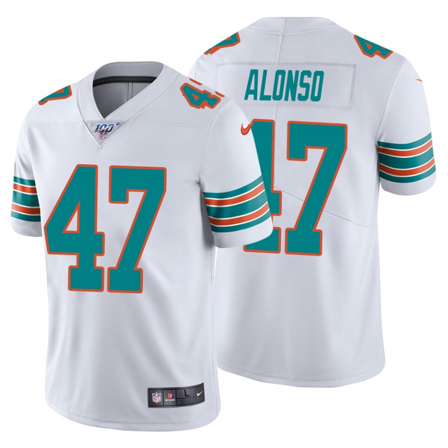 Nike Miami Dolphins #47 Kiko Alonso White Alternate Men Stitched NFL 100th Season Vapor Untouchable Limited Jersey